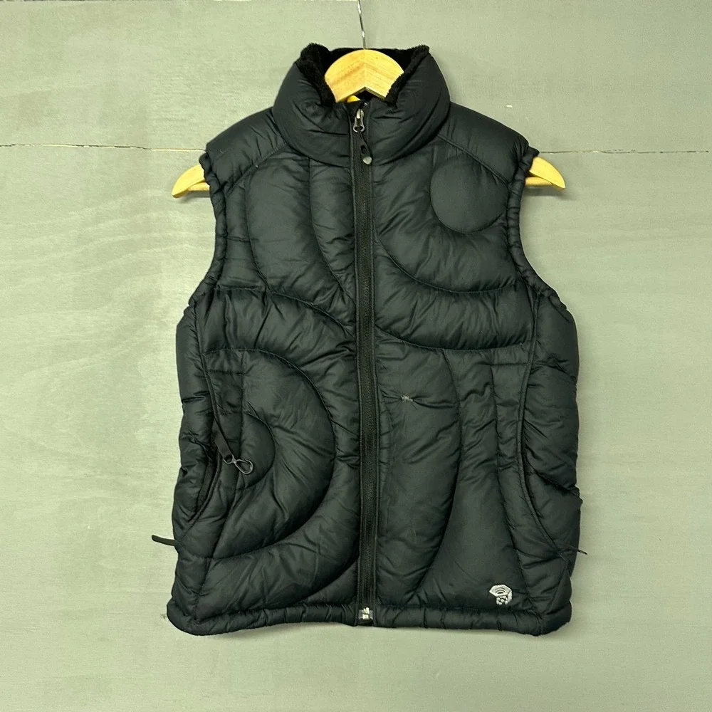 Mountain Hardwear Puffer Vest‎ Black Women's S/P Fleece Lined Collar Outdoor